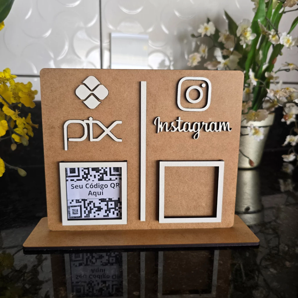 Placa Dupla Qr Code Para Pix e Instagram