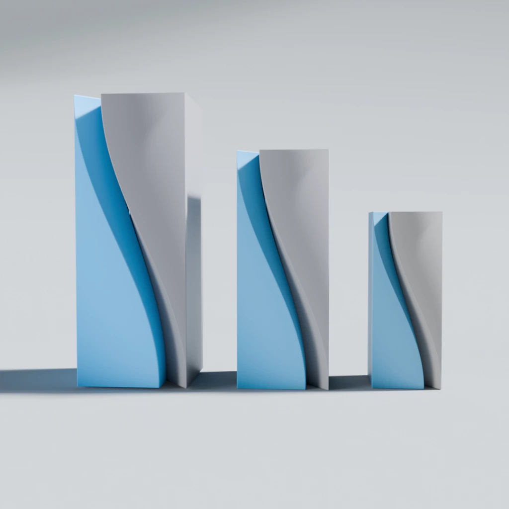 Kit 3 Vasos Minimalista - Azul e Cinza